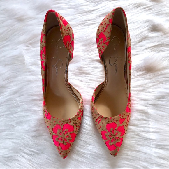Jessica Simpson Shoes - JESSICA SIMPSON Claudette Pink Cork Floral Heels